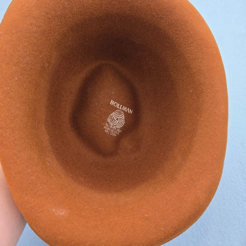 Bollman Wool Felt Fedora Hat Unisex One Size Brown Pinched Crown Beach Band Cap